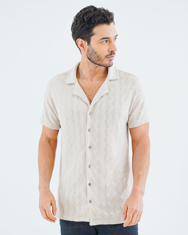 Camisa manga corta CAMEL texturizada