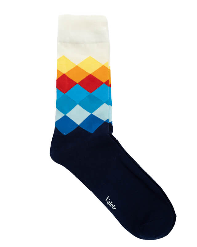 Calcetín blanco y azul multicolor - Unisex