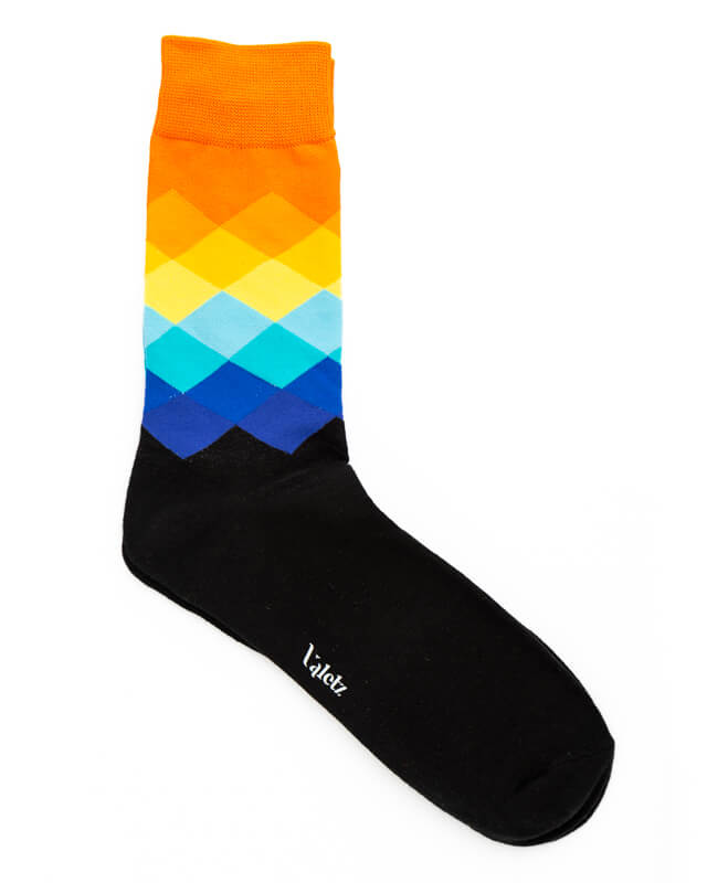 Calcetín negro y naranja multicolor - Unisex