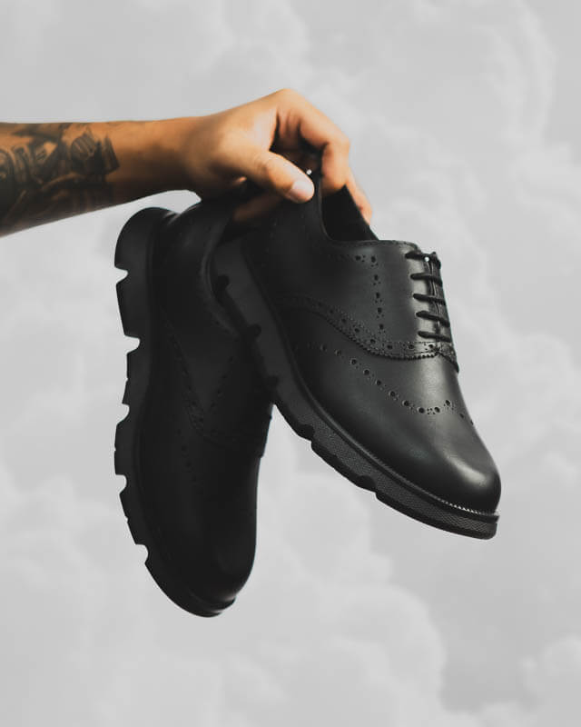 Flex Oxford brogue negro piel