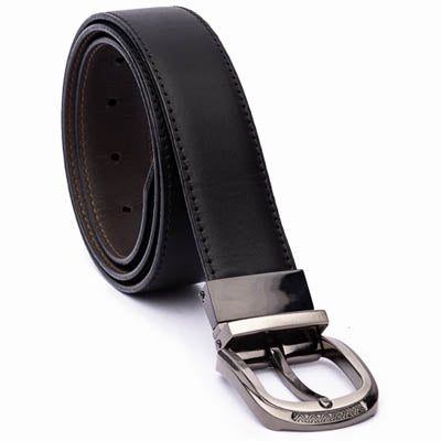 Reversible London Check and Leather Belt in Navy/blue - Men