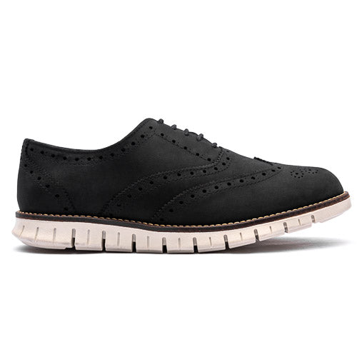 Wingtip Oxfords full brogue Negro Nubuck suela blanca