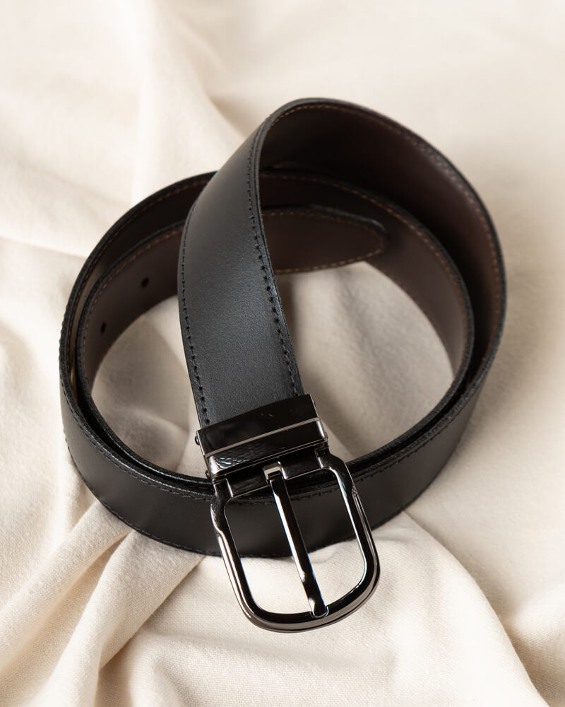 Brown reversible black leather belt