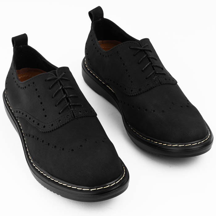 Oxford brogue Wingtip Negro Nubuck HELIO - Valetz Shoes - Zapato