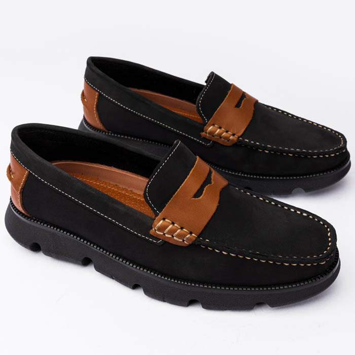 Mocasin negro nubuck + tan - Valetz Shoes - Zapato, mocasin