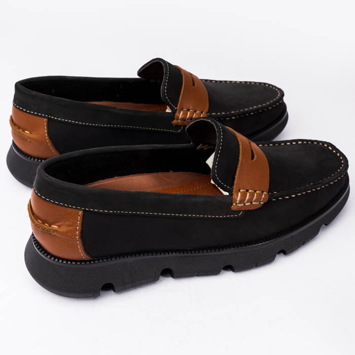 Mocasin negro nubuck + tan - Valetz Shoes - Zapato, mocasin
