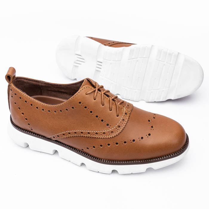Oxford brogue tan suela blanca - Valetz Shoes - Zapato