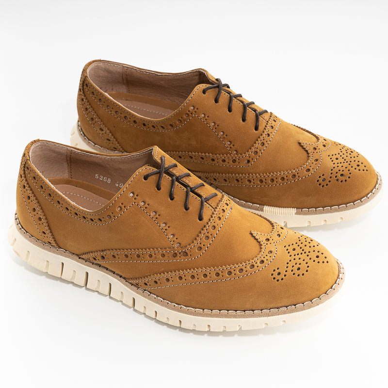 Oxford full Brogue Wingtip crema nubuck - Valetz Shoes - Zapato