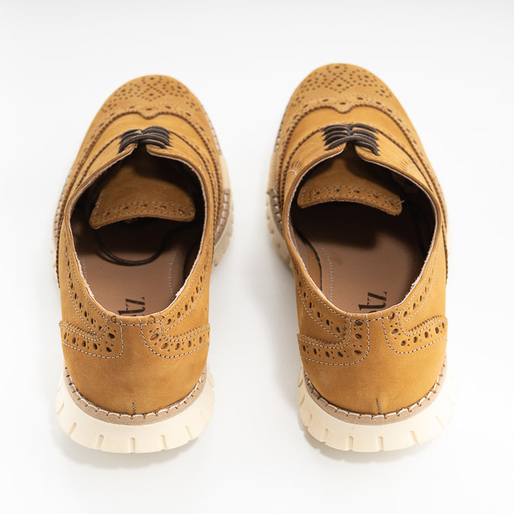 Oxford full Brogue Wingtip crema nubuck - Valetz Shoes - Zapato