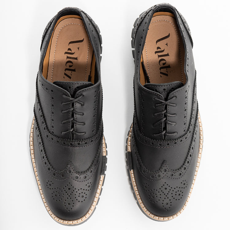 Oxford punta de águila full brogue negro piel - Valetz Shoes - Zapato oxford