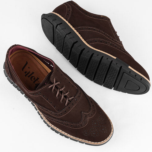 Oxfords brogue Wingtip Marron Nubuck - Valetz Shoes - Zapato