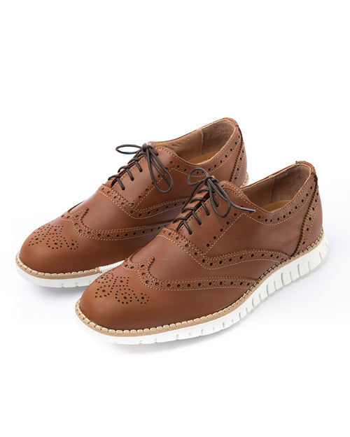 Oxford full brogue Wingtip marron liso - Valetz Shoes - Zapato