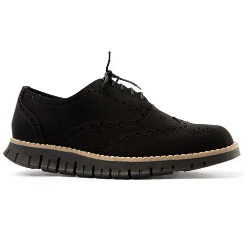 Oxford brogue Wingtip Negro Nubuck - Valetz Shoes - Zapato